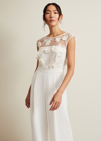 Phase Eight Cherie Bridal Floral Textured Dress White Australia | NK8659217